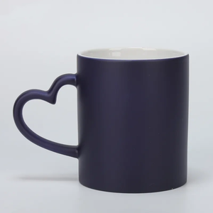 Can Đảm Tim Handgrip Matte Tráng Màu Thay Đổi Cup Ceramic Coffee <span class=keywords><strong>Mug</strong></span> Cho Thăng Hoa - Product Image 1