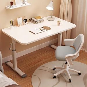 Casa multifunción, mesa de madera blanca, estudio nórdico moderno, Manual, altura ajustable, diseño de escritorio, Mini mesa de estudio para estudiantes para chico - Product Image 6