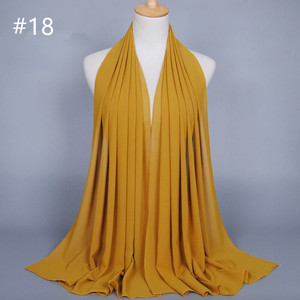 2020 delle signore Piega Bolla di Colore Solido Chiffon di Spessore Malaysia Sciarpa Musulmana del Hijab - Product Image 5
