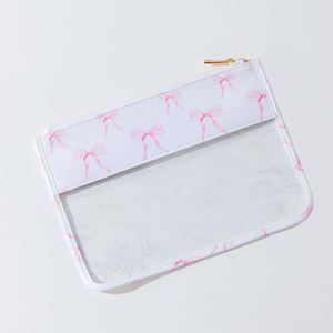 Custom <b>Clear</b> PVC Zipper Portable Lightweight Durable Makeup <b>Bags</b> Bow Print Eco-Friendly <b>Travel</b> Cosmetic Organizer Women - Product Image 5