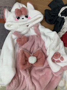 Damen-Winter-Pyjama im Katzen-und-Maus-Cartoon-Stil, Korallenfleece, mit Fleece gefüttert, Plüsch-Nachthemd-Outfit, Halloween-Party, IM111-W - Product Image 6