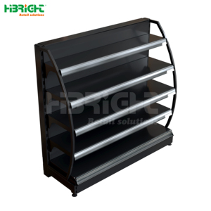 Highbright Black Curved Frame Multi-Layer Single Sided Retail Wall Gondola Shelving for Supermarkets and Retail Stores - Product Image 3