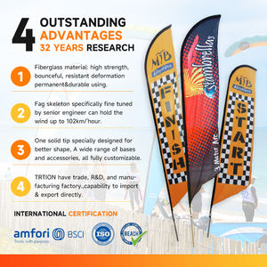 Drapeau en fibre de verre de style fanion à <span class=keywords><strong>lame</strong></span> ouverte avec sublimation personnalisée, bannière de plage en tissu, nouvelle publicité promotionnelle en extérieur - Product Image 5