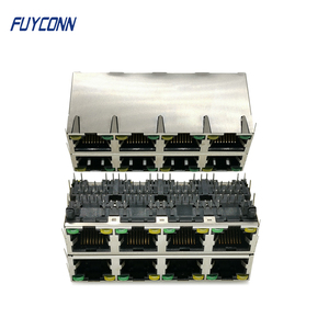 Connecteur Jack <span class=keywords><strong>RJ45</strong></span> femelle blindé PCB 8 ports avec lumière LED jaune/verte, connecteur modulaire 2x4 ports 8*8P 64Pin <span class=keywords><strong>RJ45</strong></span> - Product Image 6