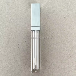 <span class=keywords><strong>Tube</strong></span> carré transparent de 5 ml pour brillant à lèvres, or rose, argent, blanc, noir, emballage de maquillage vide en plastique, applicateur doe foot, contenant pour gloss - Product Image 4
