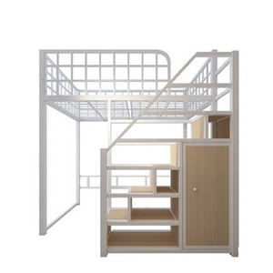 Cama dúplex de loft doble de hierro forjado, multifuncional, simple, moderna, <span class=keywords><strong>debajo</strong></span> de la cama, <span class=keywords><strong>escritorio</strong></span>, ahorro de espacio, apartamento, cama de metal alta y baja - Product Image 1