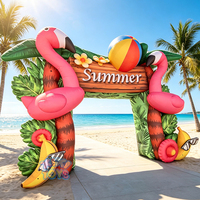 Arche gonflable de flamant tropical personnalisée pour festival de musique d'été en extérieur, accessoire de fête de plage, portail gonflable en forme de palmier