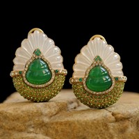 Boucles d'oreilles rétro en pierre naturelle, design de niche, haut de gamme, aiguille en argent, collection automne-hiver