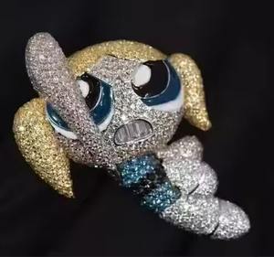 3.30Ct redondo brillante Moissanite Puff Girl colgante de dibujos animados 14K joyería chapada en oro blanco para mujeres y niñas - Product Image 1