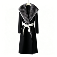 Nouveau Manteau d'Hiver Décontracté Long en Laine et Cachemire pour Femme 2026, Modèle à Capuche avec Fourrure, Coupe Ample et Chaude, Vente en Gros - Meilleures Ventes