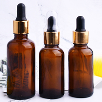 30Ml 10 50 100 Ml Botol Kaca Penetes Serum Kecil Bulat Amber untuk Minyak Tubuh dan Kotak Wadah dengan Pipet