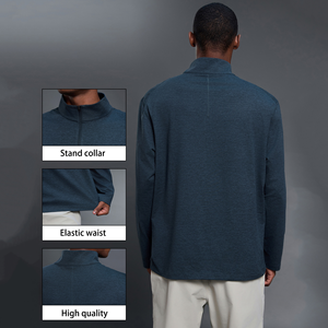 Nouvelle veste de sport pour homme à col montant et demi-zip, coupe ample, extensible dans les quatre sens, respirante, décontractée, pour la gym, le fitness et la course à pied - Product Image 2