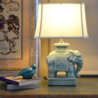 En gros rétro de luxe antique décoration de la maison éléphant lampe de table en céramique pour salon