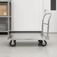 Chariot à plateforme pliable en acier inoxydable avec roulettes pivotantes mobiles pour stockage en usine, spécifications personnalisées