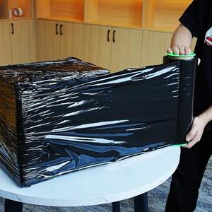 Film étirable noir en PEHD Huamaohengchun 12'' x 1000ft, lot de 4, 80 gauge, résistance industrielle, film rétractable de qualité alimentaire, durable - Product Image 3