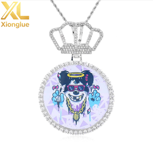 New Arrivals Crown Hook Custom Photo Pendant <b>Memory</b> <b>Gift</b> Big Round Custom Picture Pendant - Product Image 2