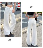 Nouveau style 2026 – Jean droit blanc ample et confortable pour femme, taille mi-haute élastique, coupe décontractée, en denim