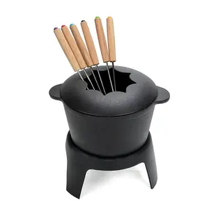 Ensemble de <span class=keywords><strong>fondue</strong></span> au chocolat <span class=keywords><strong>en</strong></span> <span class=keywords><strong>fonte</strong></span> émaillée <span class=keywords><strong>en</strong></span> gros, mini pot <span class=keywords><strong>à</strong></span> fromage <span class=keywords><strong>en</strong></span> émail avec fourchettes et réutilisable - Product Image 1