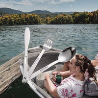 Ensemble de couverts portables en acier inoxydable écologique avec mousqueton, idéal pour le voyage et le camping – Vente en gros fabricant