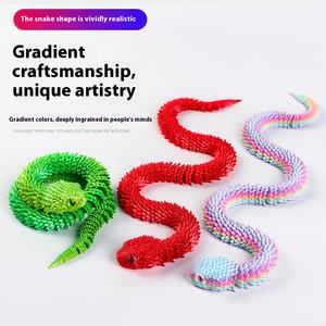 Modelo de juguete de serpiente tridimensional, regalos creativos hechos a mano para niños, adornos impresos en 3D rojos para pecera, paisaje de cristal - Product Image 3