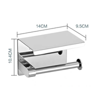 Porte-serviettes en papier hygiénique mural en acier inoxydable 304 avec étagère pour téléphone portable pour salle de bain cuisine