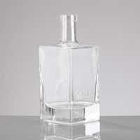Bouteille en verre carrée à fond épais pour vodka/brandy/whisky/tequila/gin bouteille en verre