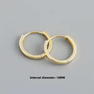 Wholesale 925 Silver Plain Simple Round Hoop Earrings 5mm/6mm/7mm/8mm/9mm/14mm Gold Plated Hoop Earring For Women