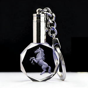 Wholesale Custom 30*12mm 3D Laser Engraving LED Synthetic Crystals Eco-Friendly Gift Box K9 Crystal <b>Keychain</b> <b>Personalized</b> - Product Image 3