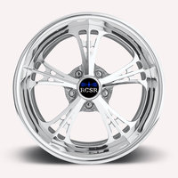 Jantes en aluminium forgé RCSR Deep Dish 2 pièces, finition argentée, design ouvert à cinq branches polies, 5x112 5x114.3 5x120 6x139.7