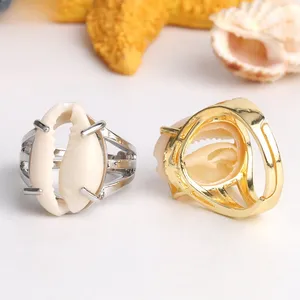 Wholesale New Designs Girls Cheap Price Fingers Jewelry Gold Rings With One Shell Shaped Gem Stone