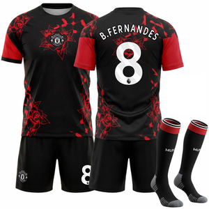 2627 Nouvelle tenue de football pour homme, version d'entraînement pré-match, <span class=keywords><strong>maillot</strong></span> Ronaldo, ensemble noir Rouge Devils édition spéciale, polyester - Product Image 2