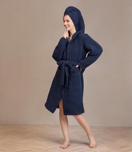 Mewah Hotel & Spa bordir sutra murni Jepang wafel katun murni Unisex jubah mandi bertudung OEKO-TEX bersertifikat - Product Image 3