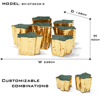 Ensemble de tables basses avec structure en laiton coulé et plateau en marbre naturel, ensemble de 7 à 14 pièces, design unique, meubles de salon
