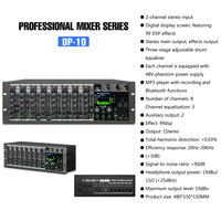 Console de mixage audio 10 canaux DP10 à montage en rack avec 99 effets DSP intégrés, égaliseur 3 bandes, sortie stéréo pour sonorisation de scène