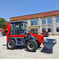 KUUGAO Mini Backhoe Wheel Loader Shovel Digger 4x4 Excavator Teleskopik Front Loader Mesin Diesel Pompa Hidrolik Bucket 0.5m