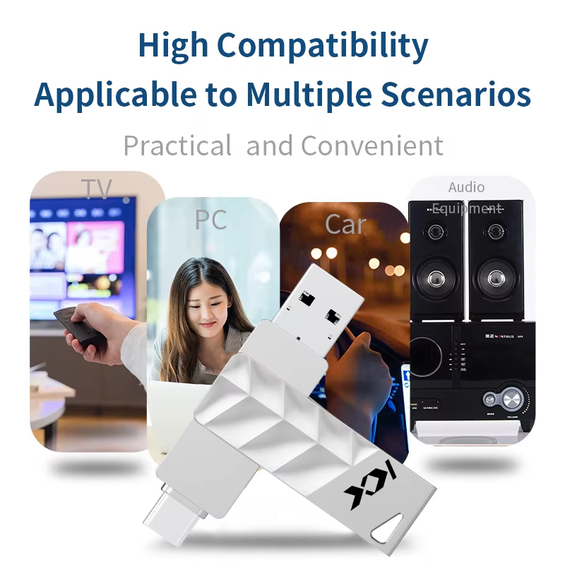 Rotating Usb Multi Device Customized Logo Rotating Dual-Port USB Flash Drive USB3.2 and Type-C ...