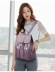 Factory Wholesale Ladies Luxury Design Student School <b>Backpack</b> Bag <b>Large</b> Capacity <b>Leather</b> Handbags for Women - Product Image 2