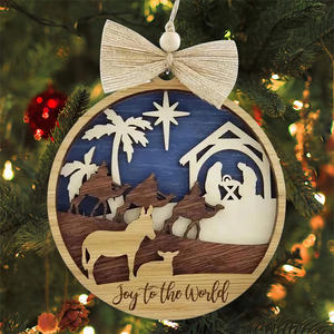 Ornement de Nativité de Noël en bois bois religieux Christ Nativité de Jésus cadeau <span class=keywords><strong>Noel</strong></span> Navidad Madera décorations d'arbre de Noël - Product Image 3