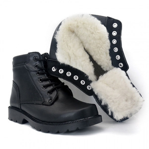 <b>Men's</b> Winter Leather Snow Boots With Sheepskin Lining Anti Slip Low <b>Heel</b> Warm Cold Proof Outdoor Shoes - Product Image 2