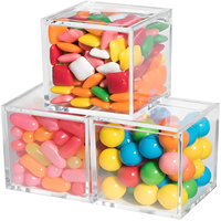 Boîte à bonbons carrée en acrylique couvercle en plastique transparent pour collation Netflix Dessert Mousse organisateur vitrine présentoirs de fête