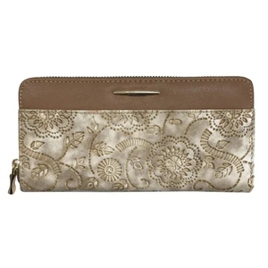 Portefeuille long pour femme avec fermeture éclair, en cuir gaufré, grande capacité, multi-compartiments - Product Image 4