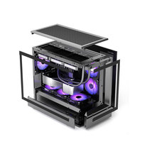 Boîtier PC AIGO Mid Tower Micro ATX avec support multi-ventilateurs, AIO 360mm, verre trempé, boîtier de jeu vertical avec support de carte mère pour les joueurs