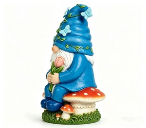 Figurine de gnome elfe suédois en résine, artisanat merveilleux, statue de gnome d'été personnalisée, décoration intérieure, cadeau, gnome de jardin tulipe - Product Image 5