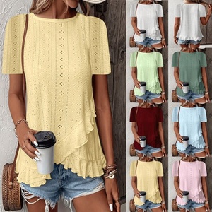 Camiseta de Jacquard con Patrón Geométrico, Casual y a la Moda para Mujer, Nueva Colección Primavera/Verano 2026, Estilo Europeo Americano, Venta en Línea Internacional - Product Image 2
