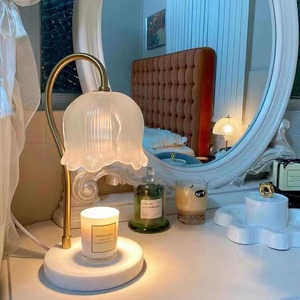 Lámpara de aromaterapia con aroma a lirio de los valles, base de mármol, pantalla de vidrio, luz nocturna regulable, calentador de fragancias para dormitorio y mesita de noche - Product Image 3