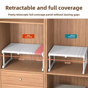 Étagère de Rangement Réglable, Tension de Placard, Tige, Étagère Extensible, Organisateur, Étagère <span class=keywords><strong>Empilable</strong></span>, en <span class=keywords><strong>Plastique</strong></span> - Product Image 4