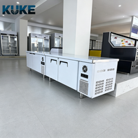 Table de préparation réfrigérée commerciale à refroidissement par air, plan de travail en acier inoxydable avec réfrigérateur sous comptoir pour cuisine de restaurant