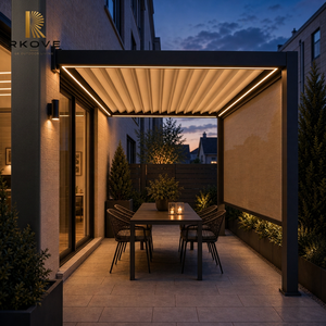 Pérgola Motorizada de Aluminio RKOVE RK-C1 3*3 con Pantallas Enrollables y Luz LED, Techo de Láminas Impermeable, Gazebo para Patio Exterior con Privacidad - Product Image 3