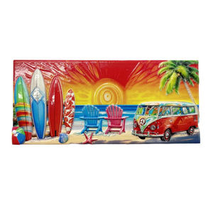 Usine Logo Personnalisé Résine Impression Palmier Plage Coucher De Soleil Souvenir Santa Barbara Californie Aimant De Réfrigérateur - Product Image 1