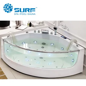 नए डिजाइन कांच स्कर्ट मालिश बाथटब कोने हाइड्रो स्पा स्नान